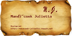 Manácsek Julietta névjegykártya